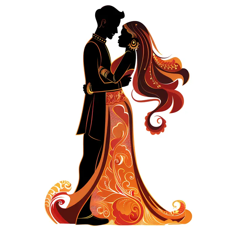 Romantic Silhouette Couple Illustration