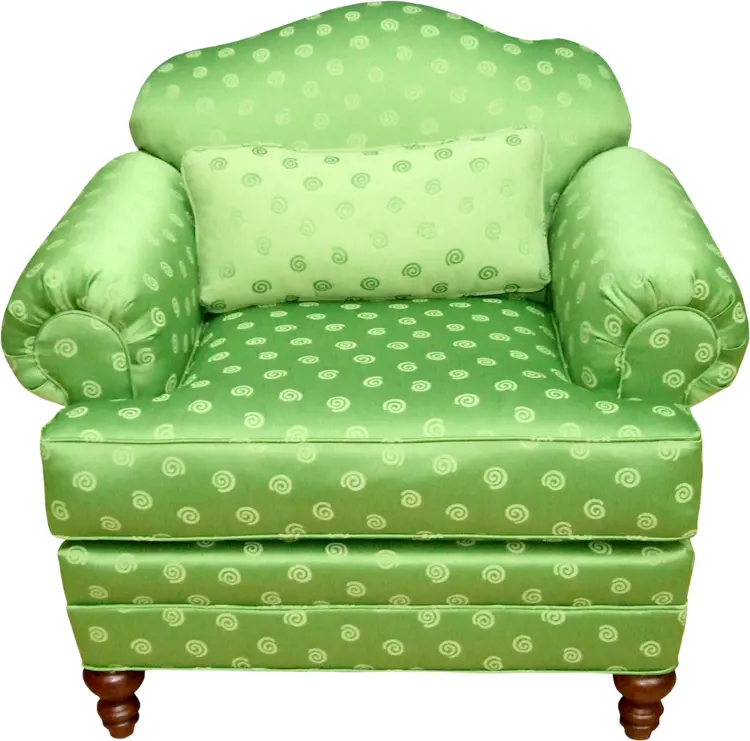 Vibrant Green Armchair with Polka Dots and Cushion