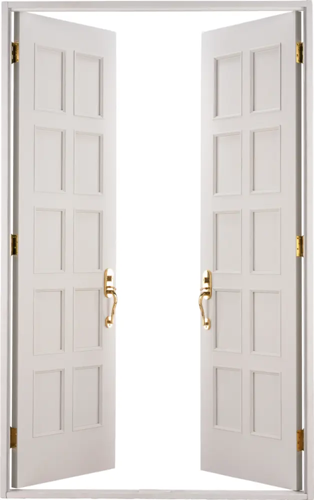 Open White Door with Golden Handles
