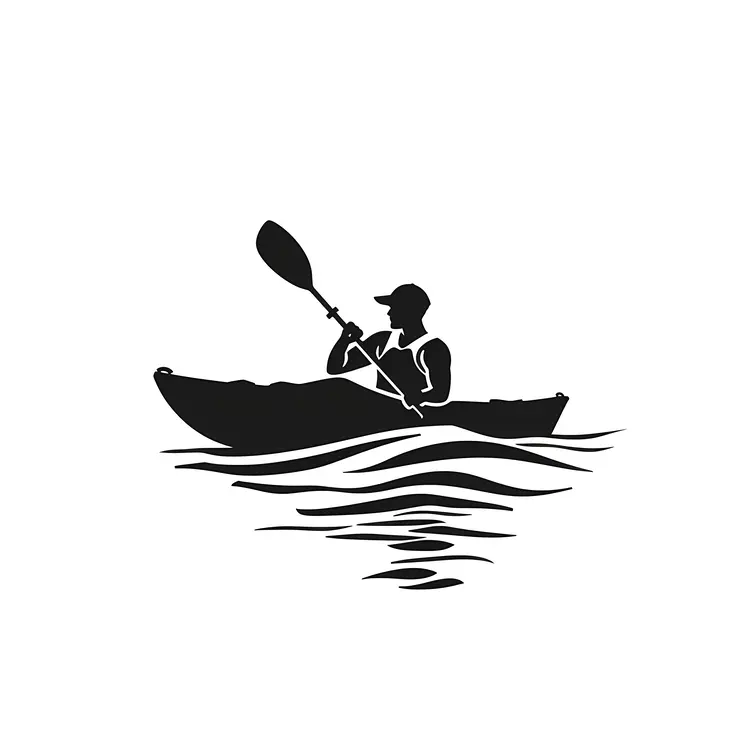 Silhouette of a Kayaker Paddling