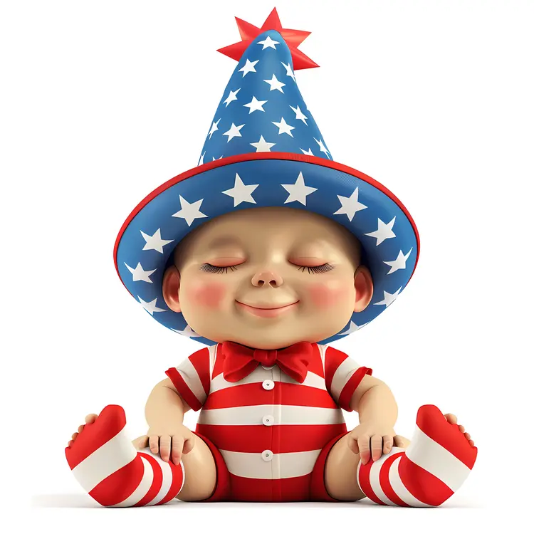 Cartoon Baby in Patriotic Outfit for Festive Illustrations