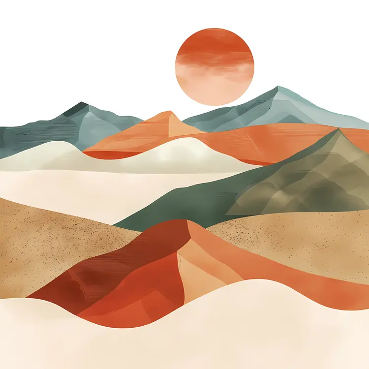 Colorful Desert Landscape with Sun