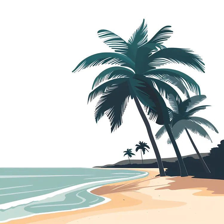 Peaceful Beach Scene with Palm Trees