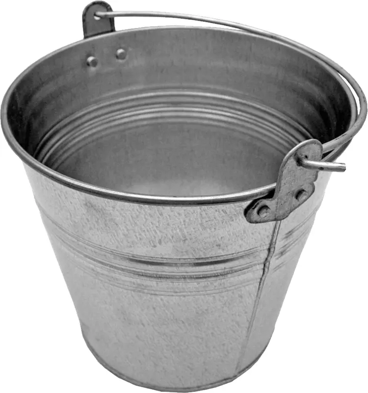 Rustic Silver Metal Bucket with Handle