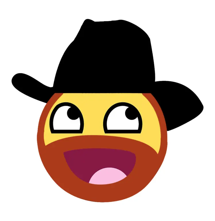 Smiling Emoji with Cowboy Hat and Beard
