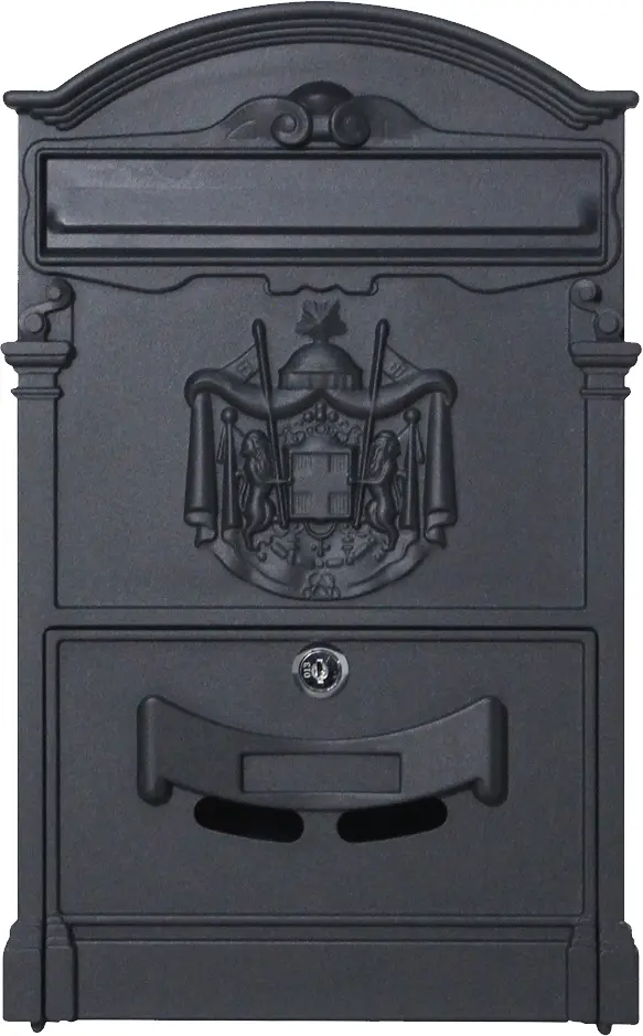 Classic Black Mailbox with Letter Slot and Lock