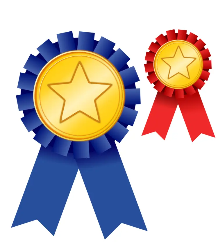 Blue and Red Award Ribbons with Stars