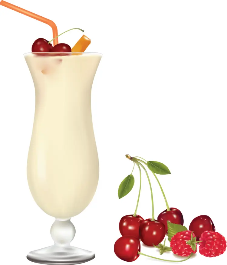 Creamy Drink with Cherries and Raspberries
