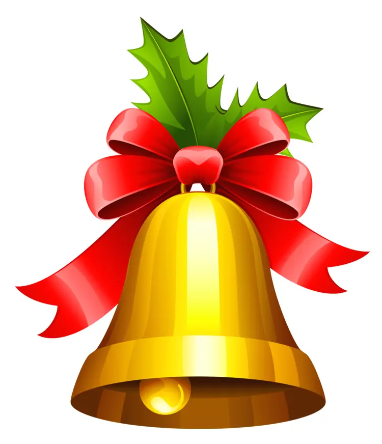 Golden Bell with Red Bow for Christmas Decoration
