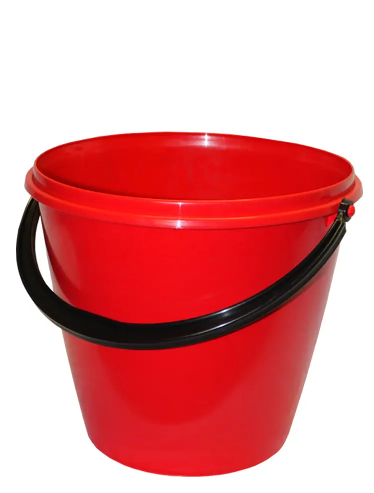 Red Plastic Bucket with Black Handle