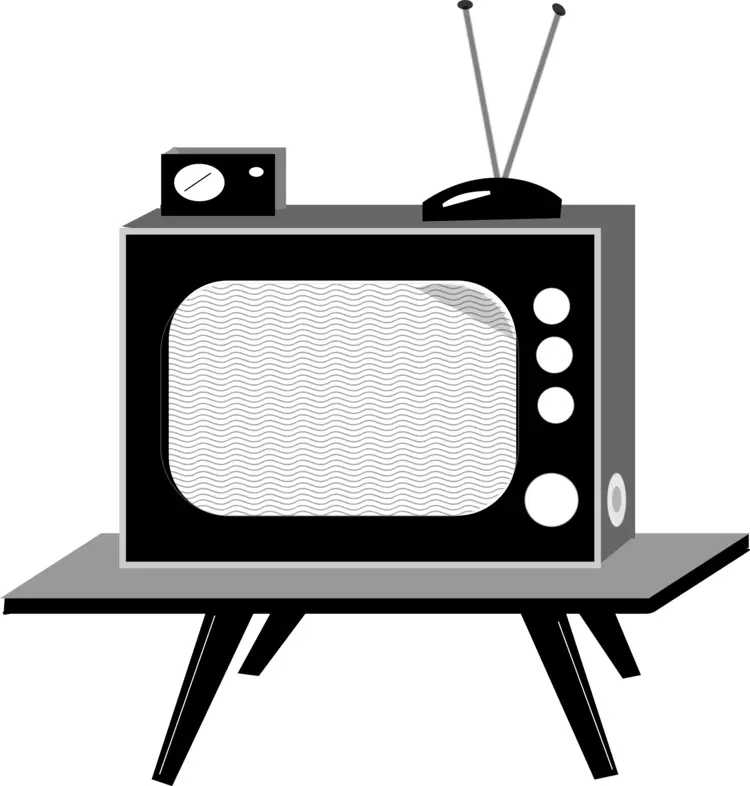 Black and White Retro TV with Antenna