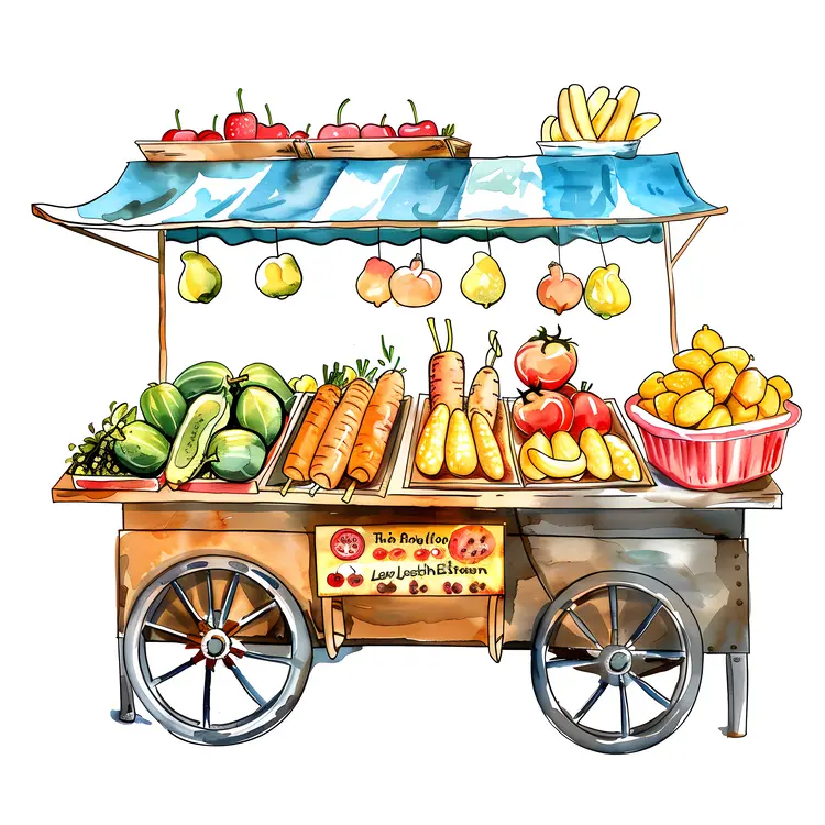 Fresh Vegetable and Fruit Cart