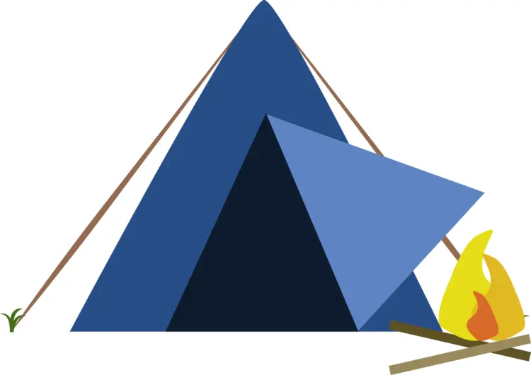 Blue Tent with Campfire for Outdoor Adventure