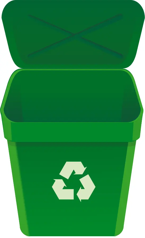 Open Green Recycling Bin