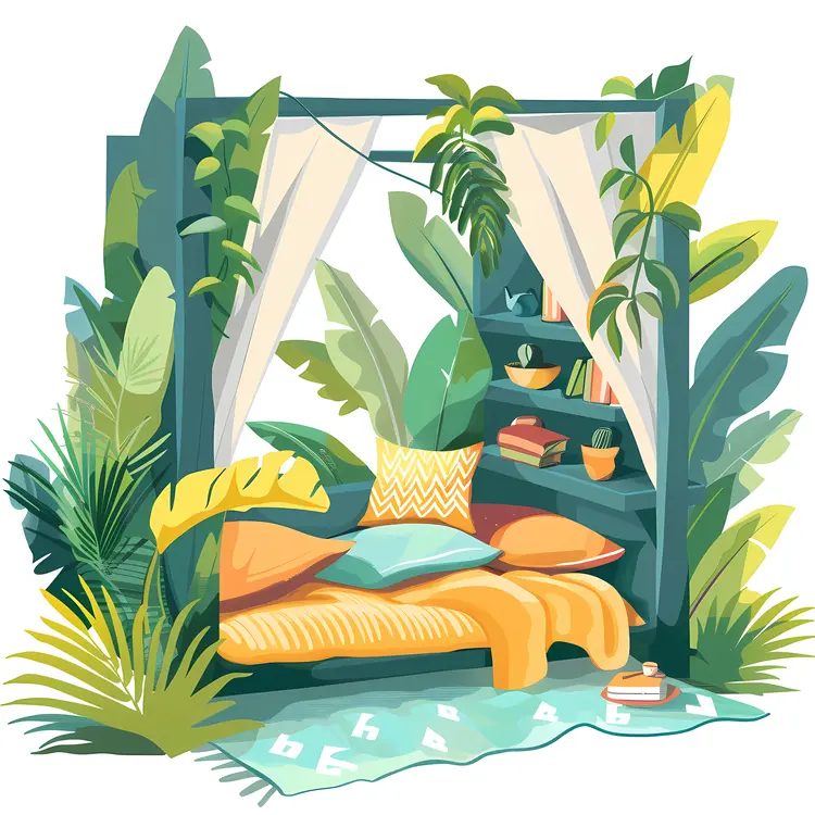 Tropical Reading Nook with Plants
