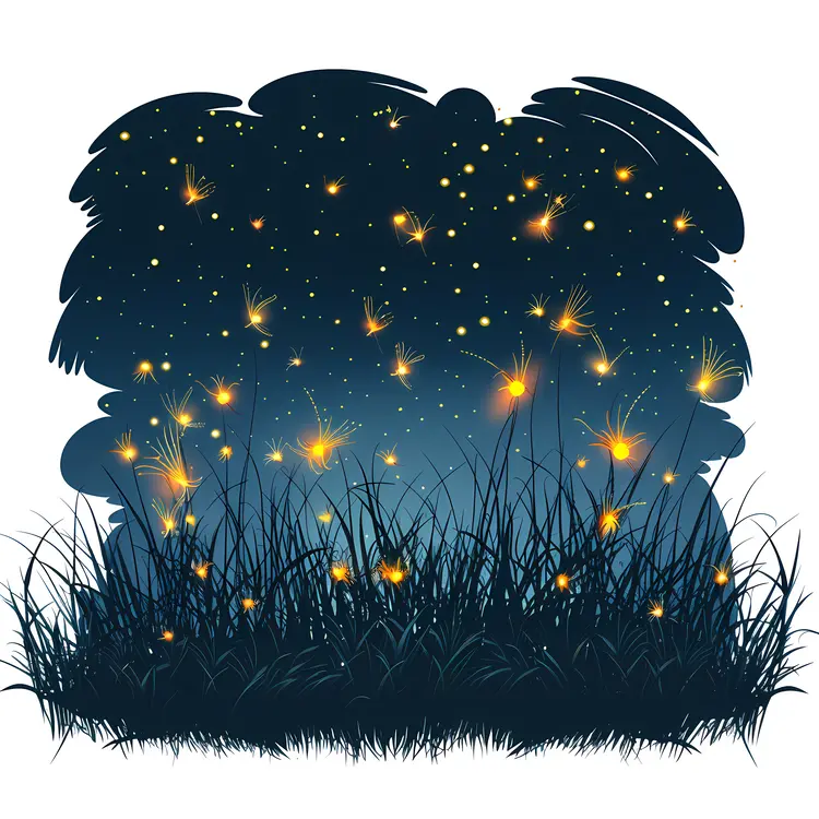 Glowing Fireflies in the Night Sky