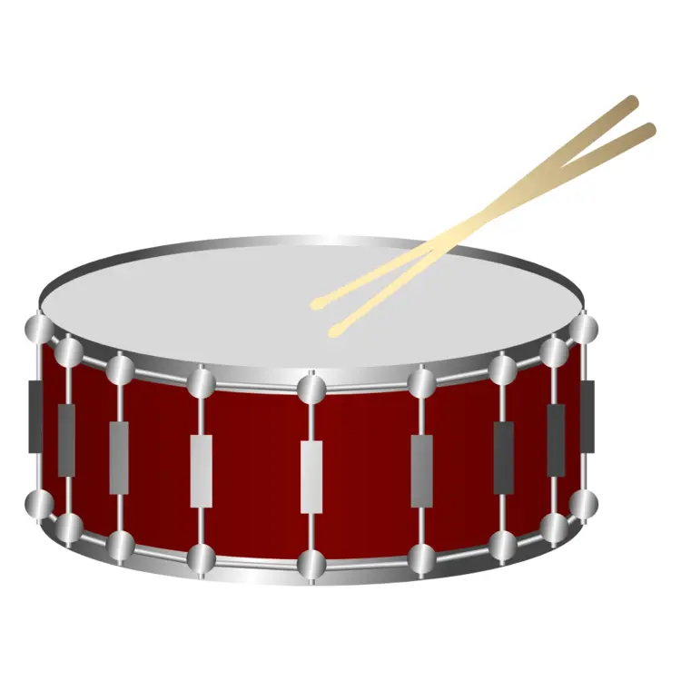 Cartoon Snare Drum with Drumsticks