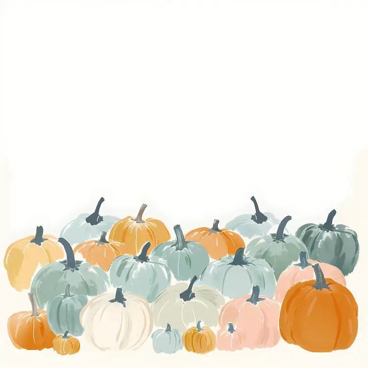 Collection of Pumpkins in Pastel Colors