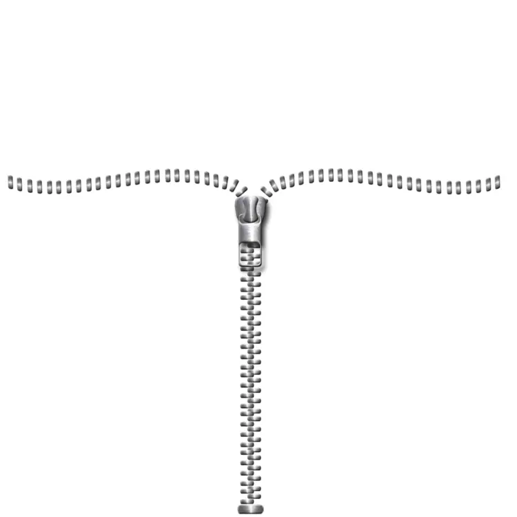 Open Zipper on Transparent Background