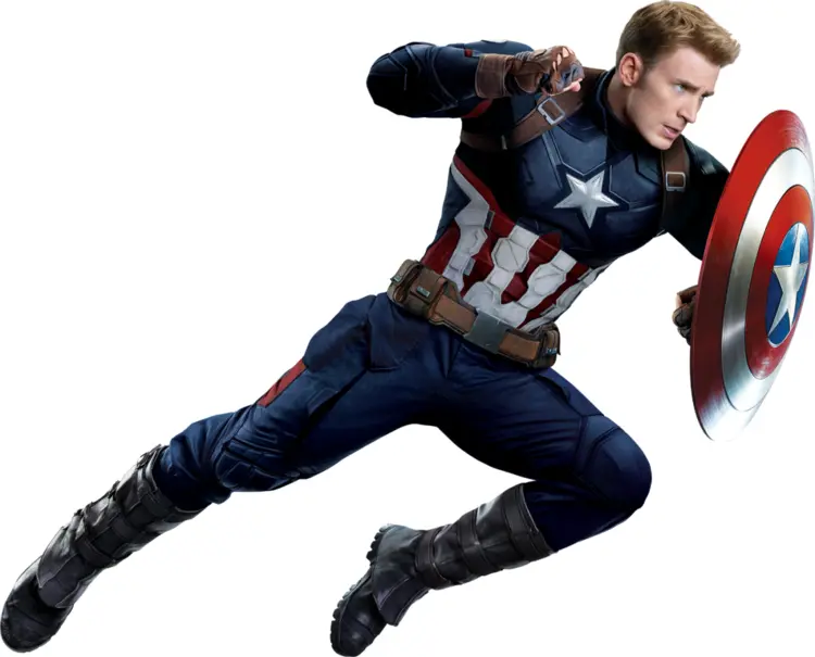 Captain America in Mid-Air with Shield