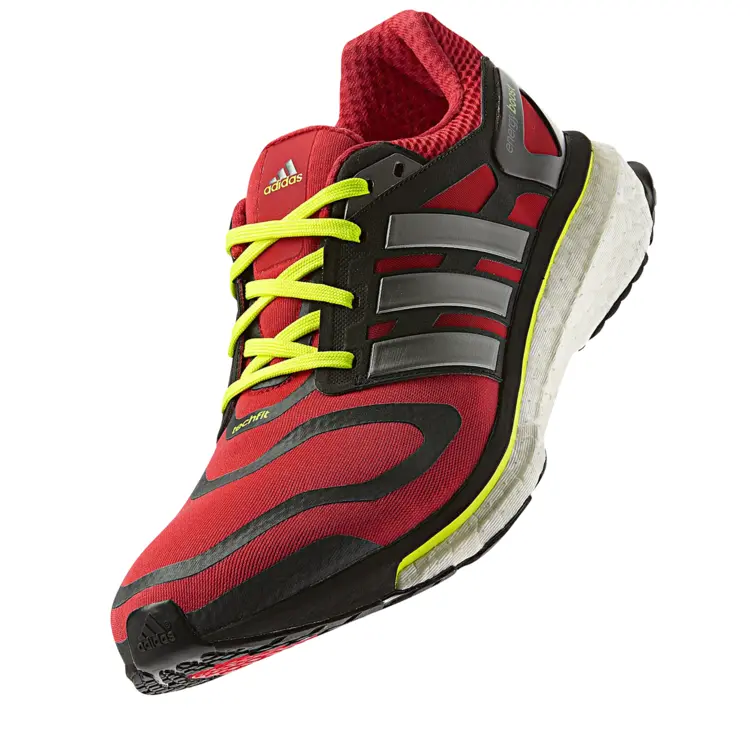 Red Running Shoe with Black and Yellow Accents