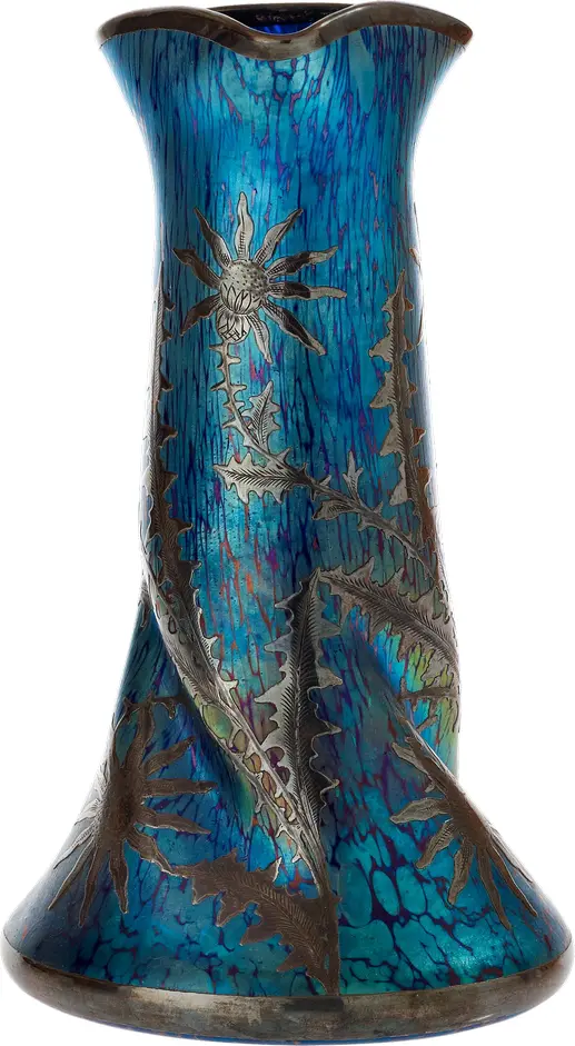 Artistic Blue Vase with Intricate Design