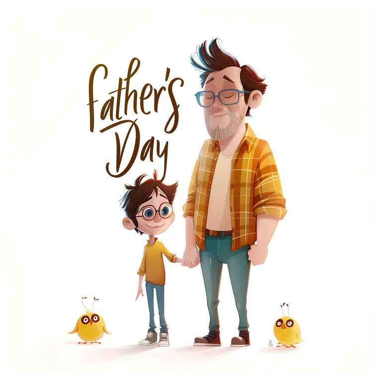 Father's Day Cartoon with Father and Son