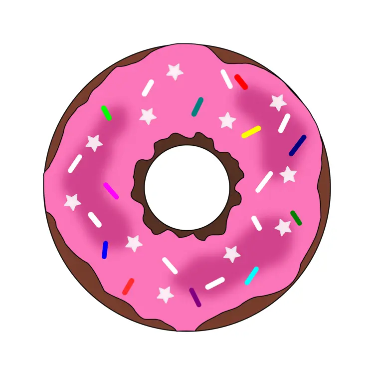 Pink Frosted Donut with Sprinkles Cartoon