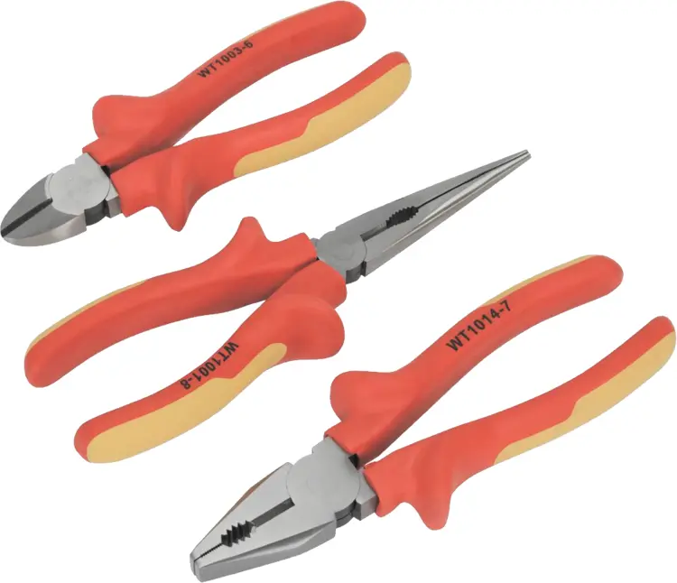 Red and Yellow Pliers Set for Electrical Work