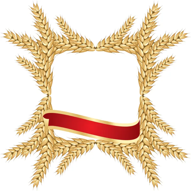 Golden Wheat Frame with Red Ribbon