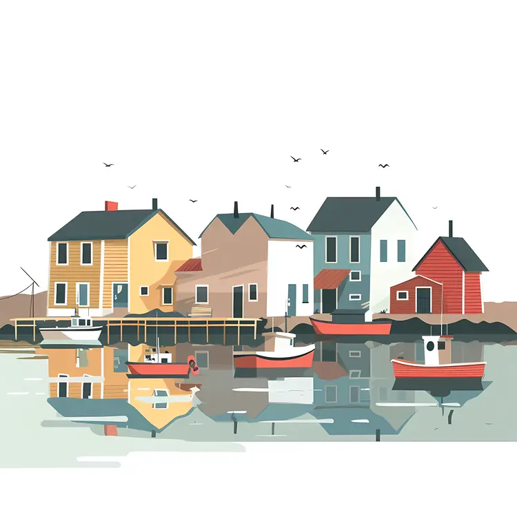 Peaceful Harbor Scene with Boats