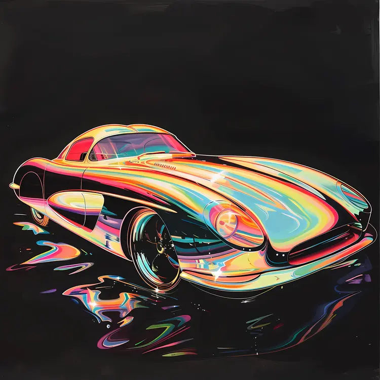 Colorful Retro Car Art