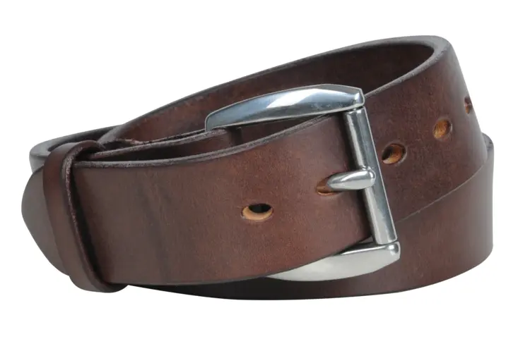 Brown Leather Belt with Silver Buckle