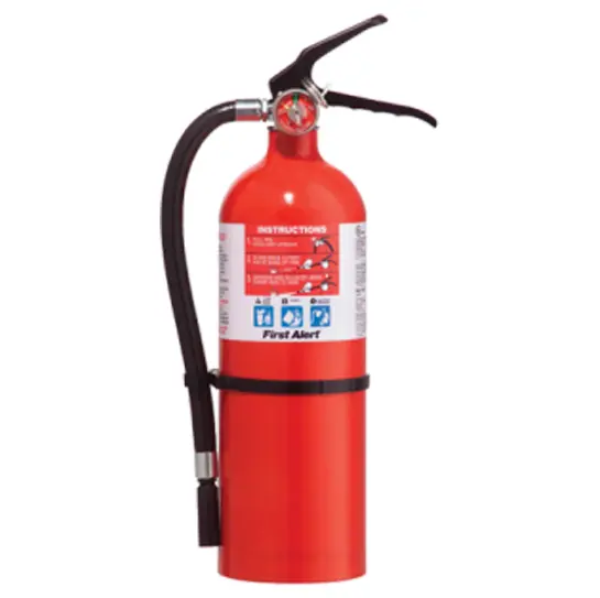 Red Fire Extinguisher with Instructions