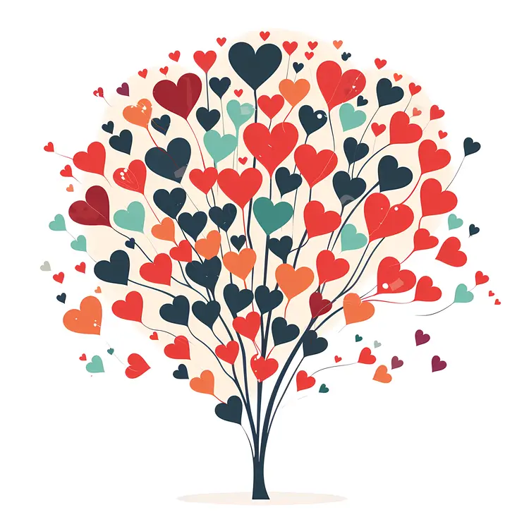 Heart Tree with Colorful Hearts