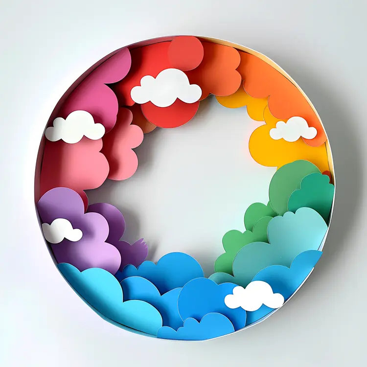 Colorful Paper Clouds in Circular Formation