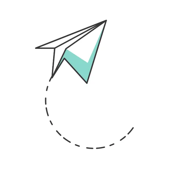 Paper Airplane with Dashed Trail
