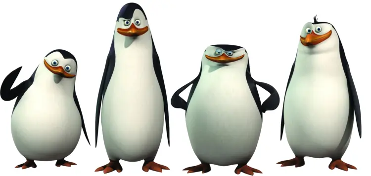 Group of Cartoon Penguins