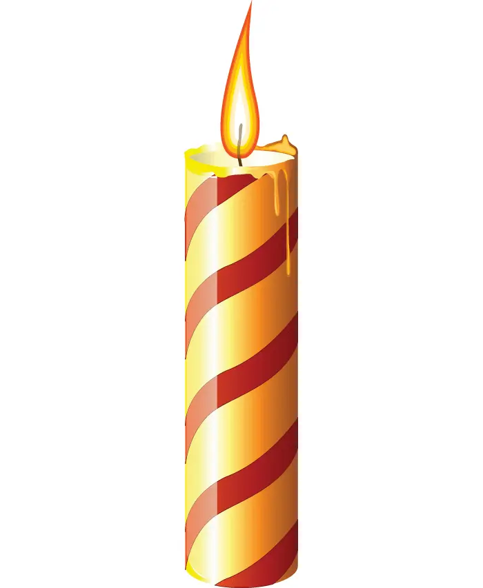 Striped Candle with Red Stripes