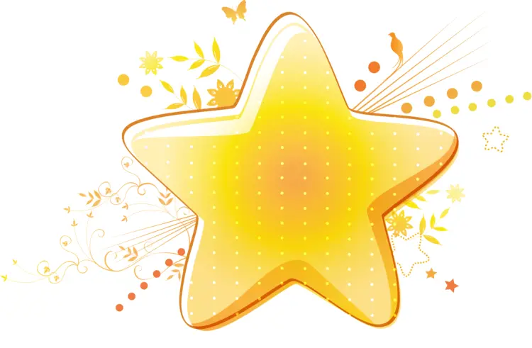 Yellow Star Shape Symbol with Decorative Background