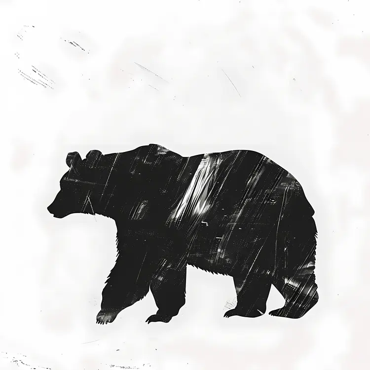 Bear Silhouette with Forest