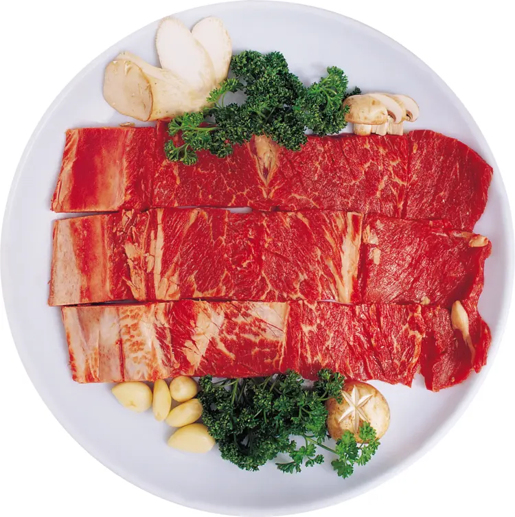 Fresh Raw Beef Slices on Plate