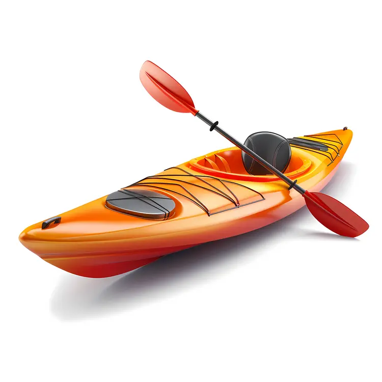 Empty Orange Kayak with Paddle