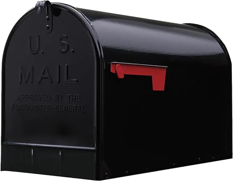 Black US Mailbox with Red Flag