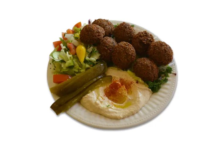 Falafel Plate with Hummus and Pickles
