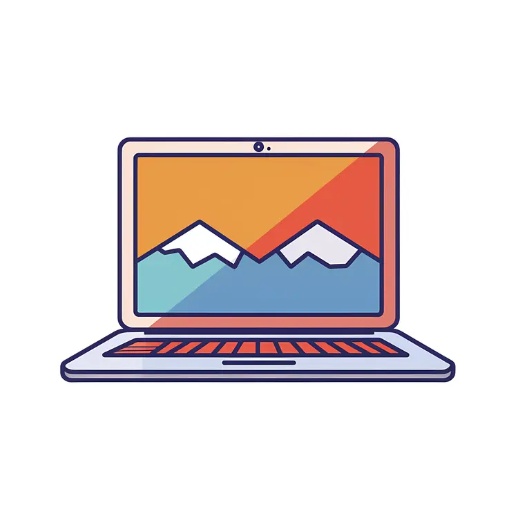 Laptop with Mountain Wallpaper