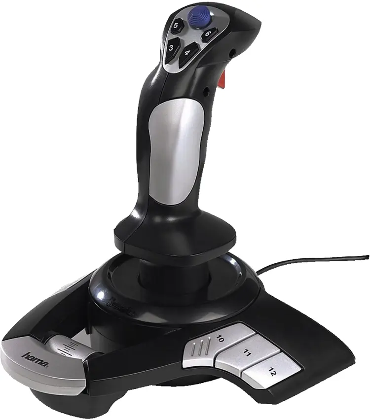 Black and Silver Joystick with Blue Button