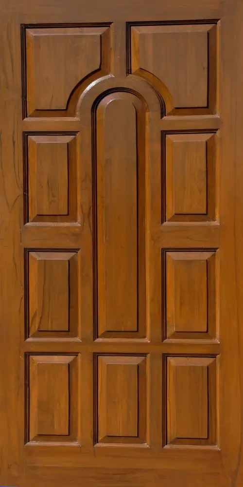 Closed Wooden Door with Decorative Panels
