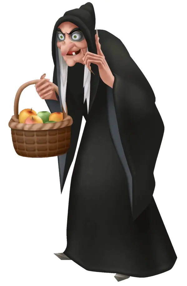 Old Witch with Basket of Apples
