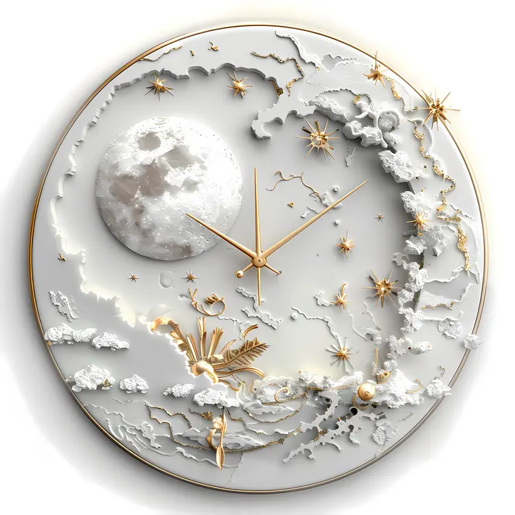 Decorative Moon Clock with Stars